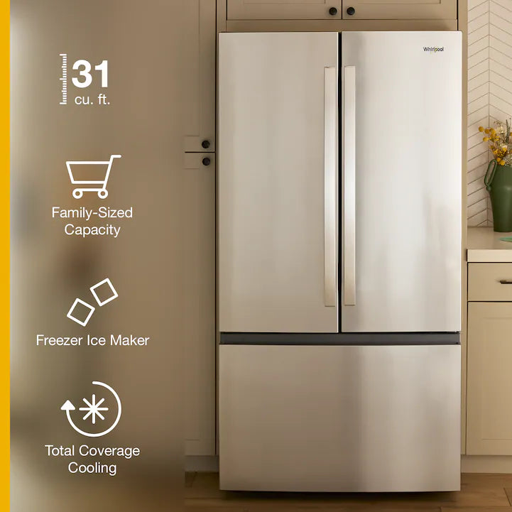 Whirlpool -  36-Inch French Door Refrigerator with Ice Maker - 31 cu. ft. - WRFF3136SZ