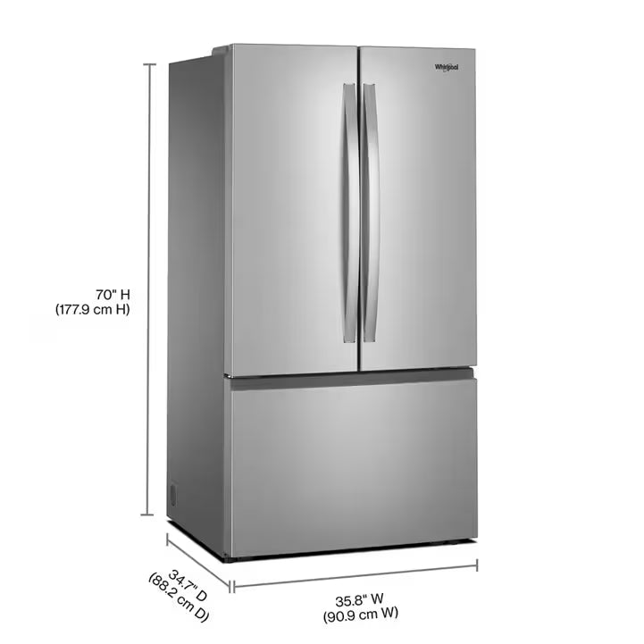 Whirlpool -  36-Inch French Door Refrigerator with Ice Maker - 31 cu. ft. - WRFF3136SZ