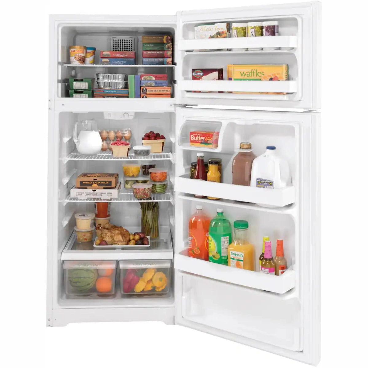 GE - ENERGY STAR® 16.6 Cu. Ft. Top-Freezer Refrigerator - GTE17DTNRWW