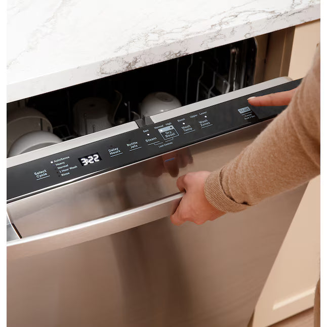 GE® ENERGY STAR® Fingerprint Resistant Top Control with Stainless Steel Interior Dishwasher with Sanitize Cycle - GDT650SYVFS