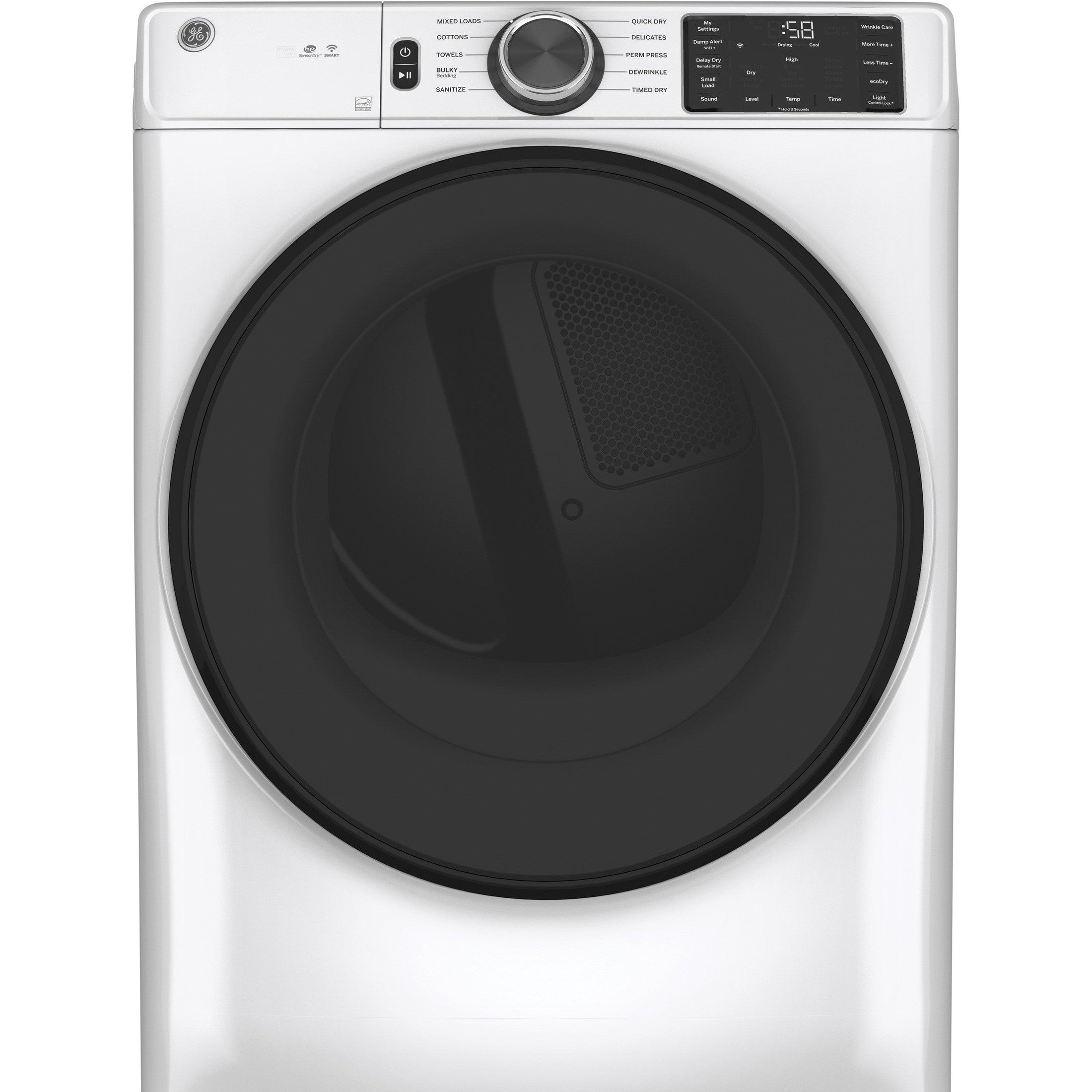 GE® ENERGY STAR® 7.8 cu. ft. Capacity Smart Front Load Gas Dryer with Sanitize Cycle - GFD55GSSNWW