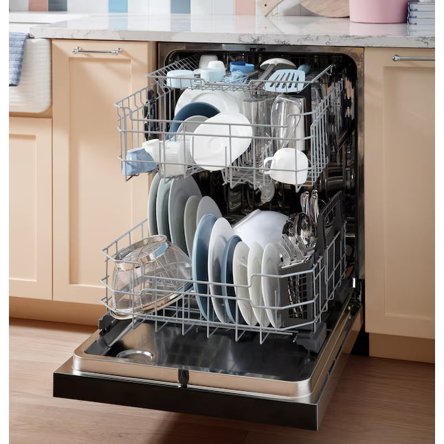 GE® ENERGY STAR® Fingerprint Resistant Top Control with Stainless Steel Interior Dishwasher with Sanitize Cycle - GDT650SYVFS