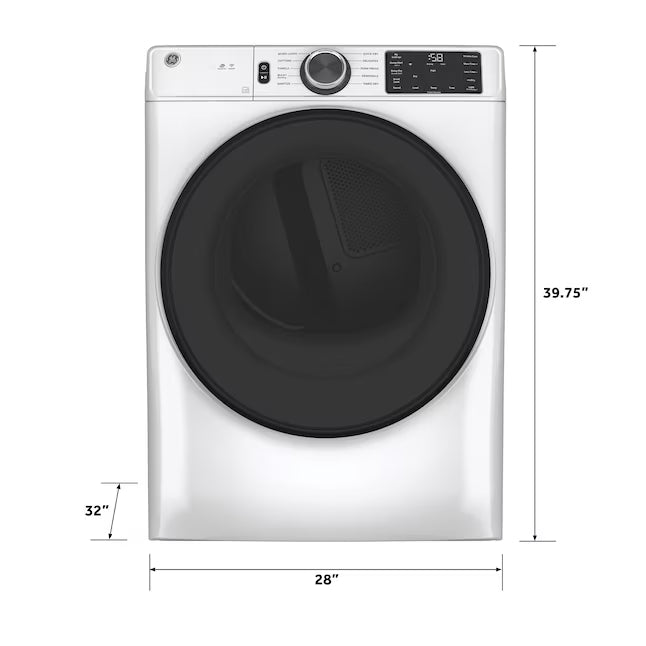 GE® ENERGY STAR® 7.8 cu. ft. Capacity Smart Front Load Gas Dryer with Sanitize Cycle - GFD55GSSNWW