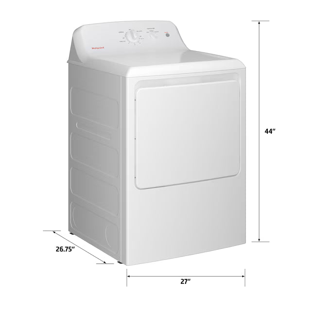 Hotpoint® 6.2 cu. ft. Capacity Electric Dryer with Up To 120 ft. Venting and Shallow Depth - HTX26EASWWW