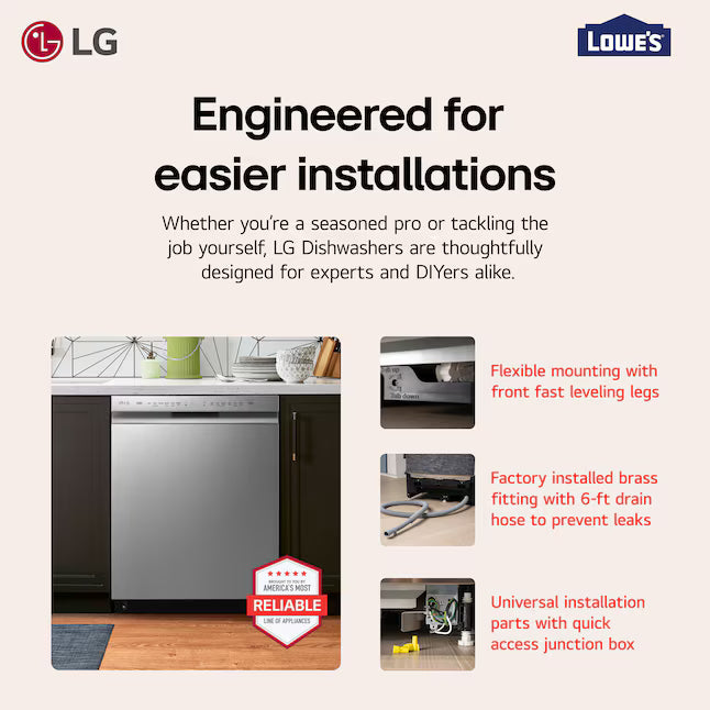 LG Front Control Dishwasher with LoDecibel Operation and Dynamic Dry™ - LDFC2423V