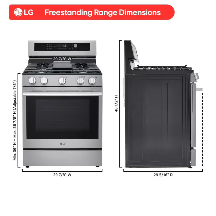 LG 6.3 cu. ft. Smart Wi-Fi Enabled Probake Convection® Gas Range with Air Fry & EasyClean® -  LRGN6325X
