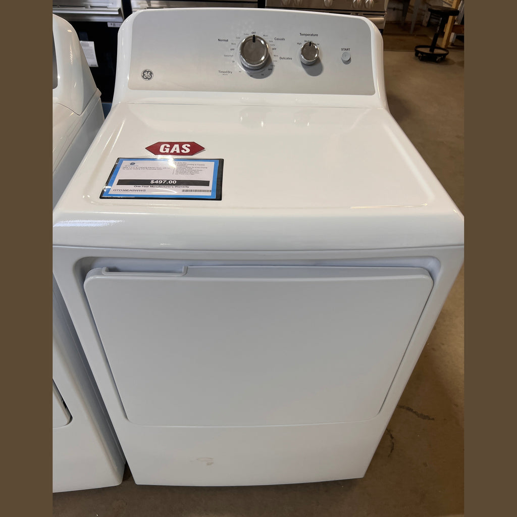 GE® 7.2 cu. ft. Capacity Electric Dryer with Up To 120 ft. Venting and Reversible Door - GTD38EASWWS
