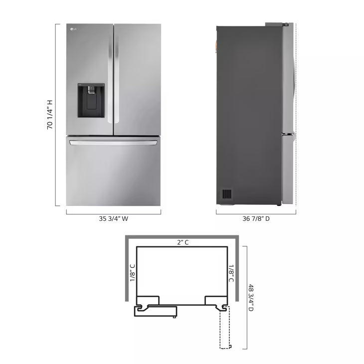 LG - 31 cu. ft. Smart Standard-Depth MAX™ French Door Refrigerator with Dual Ice - LRFXS3106S