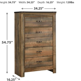 Trinell 5 Drawer Chest of Drawers