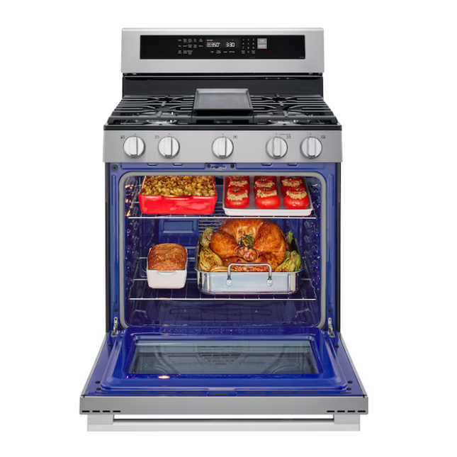LG 6.3 cu. ft. Smart Wi-Fi Enabled Probake Convection® Gas Range with Air Fry & EasyClean® - LRGN6325X