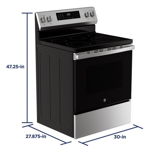GE® ENERGY STAR® 30" Free-Standing Electric Convection Range with No Preheat Air Fry and EasyWash™ Oven Tray - GRF600AVSS