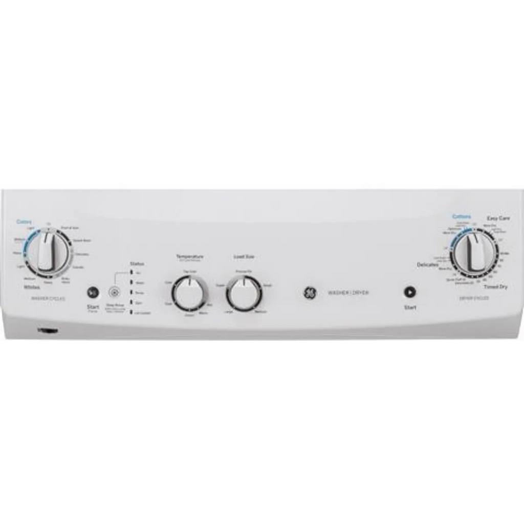 GE Unitized Spacemaker® 3.8 cu. ft. Capacity Washer with Stainless Steel Basket and 5.9 cu. ft. Capacity Gas Dryer - GUD27GSSMWW