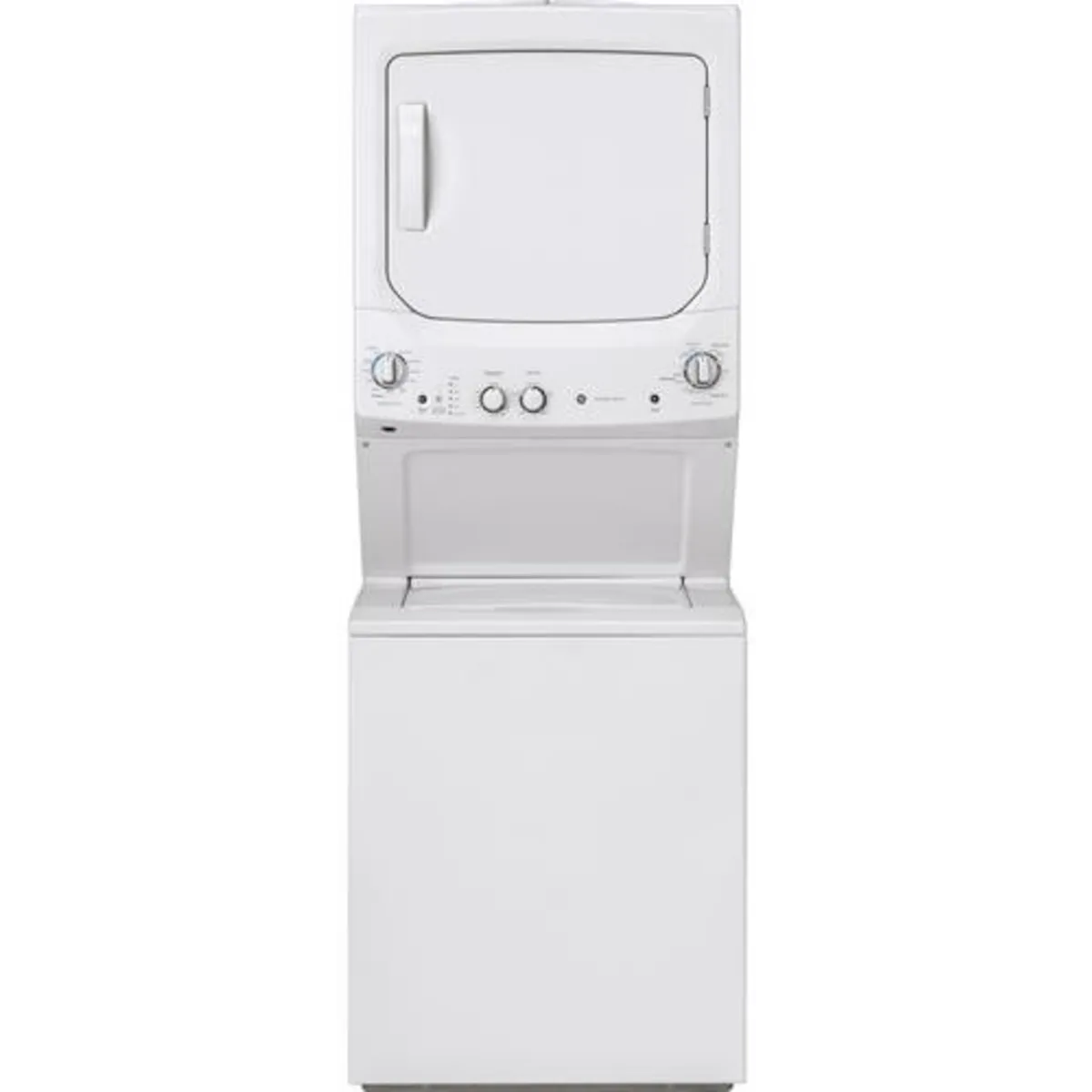 GE Unitized Spacemaker® 3.8 cu. ft. Capacity Washer with Stainless Steel Basket and 5.9 cu. ft. Capacity Gas Dryer - GUD27GSSMWW