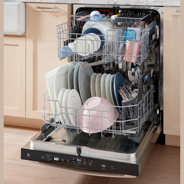 GE® ENERGY STAR® Fingerprint Resistant Top Control with Stainless Steel Interior Dishwasher with Sanitize Cycle - GDP670SYVFS