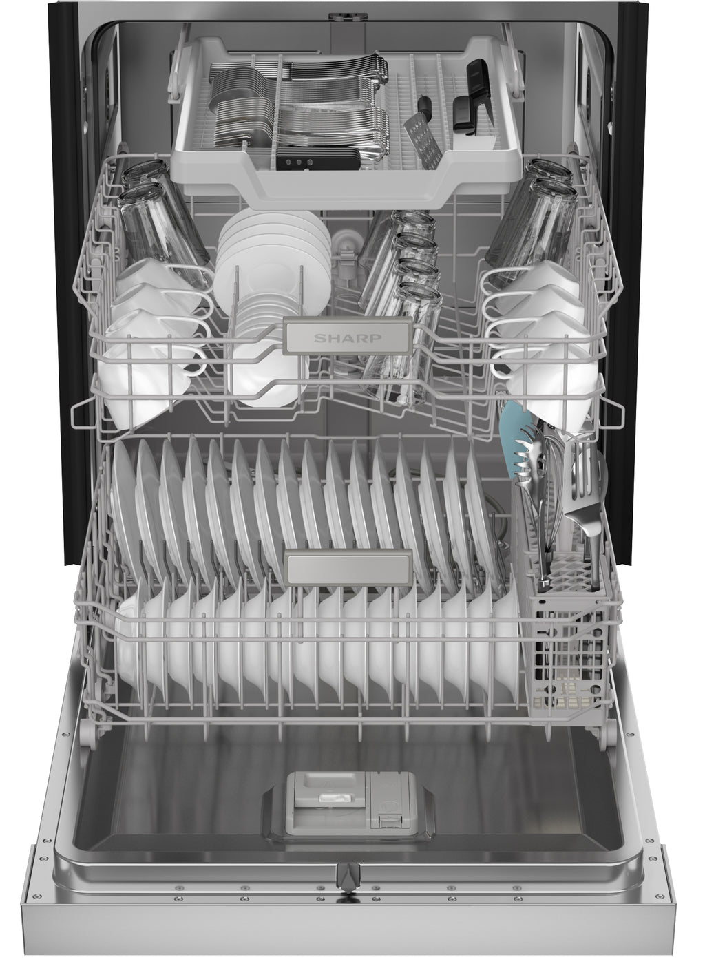 Sharp - 24 in. Slide-In Stainless Steel Hybrid 49 dB Dishwasher - SDW6506JS