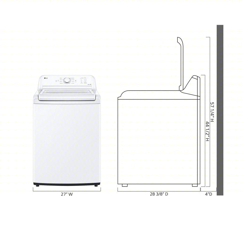 LG - 4.1 cu. ft. Top Load Washer with 4-Way Agitator® and TurboDrum™ Technology - WT6105CW