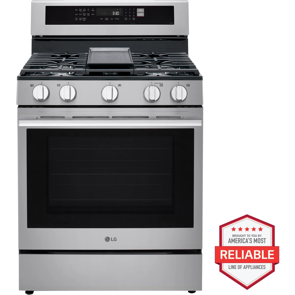 LG 6.3 cu. ft. Smart Wi-Fi Enabled Probake Convection® Gas Range with Air Fry & EasyClean® - LRGN6325X