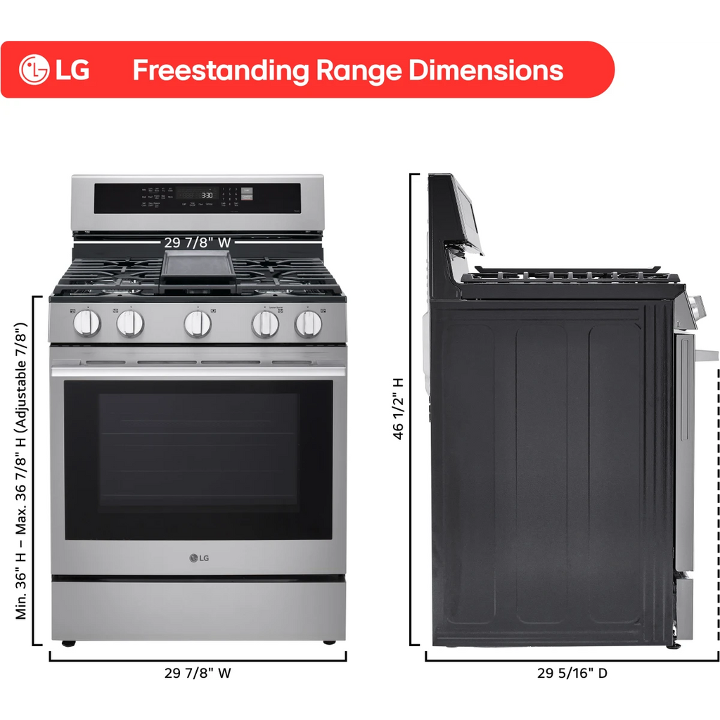 LG 6.3 cu. ft. Smart Wi-Fi Enabled Probake Convection® Gas Range with Air Fry & EasyClean® - LRGN6325X
