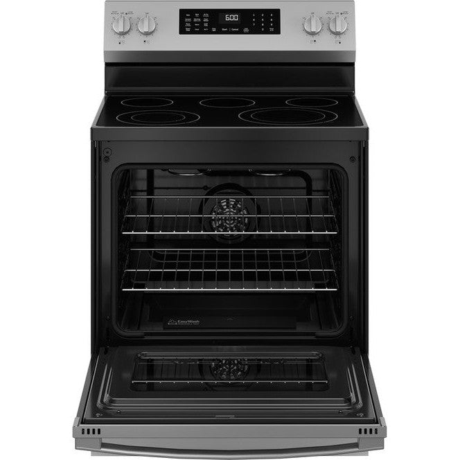 GE® ENERGY STAR® 30" Free-Standing Electric Convection Range with No Preheat Air Fry and EasyWash™ Oven Tray - GRF600AVSS