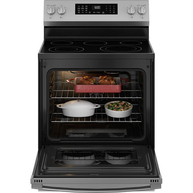 GE® ENERGY STAR® 30" Free-Standing Electric Convection Range with No Preheat Air Fry and EasyWash™ Oven Tray - GRF600AVSS